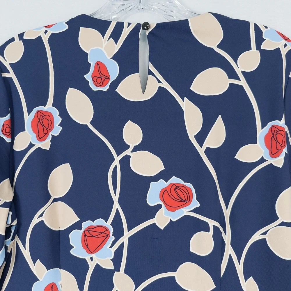 J McLaughlin Catalyst Sheath Dress Large Navy Floral Catalina Cloth Pockets